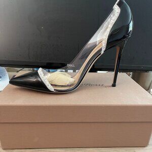 Gianvito Rossi Plexi Pump with white lace trim Size 41